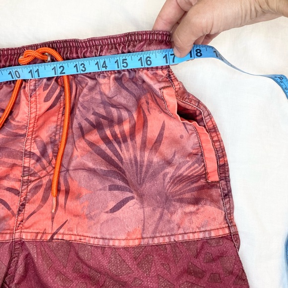 Neff Daily Hot Tub Surf Swim Board Shorts in Watercolor Palms Burgundy - Picture 6 of 12